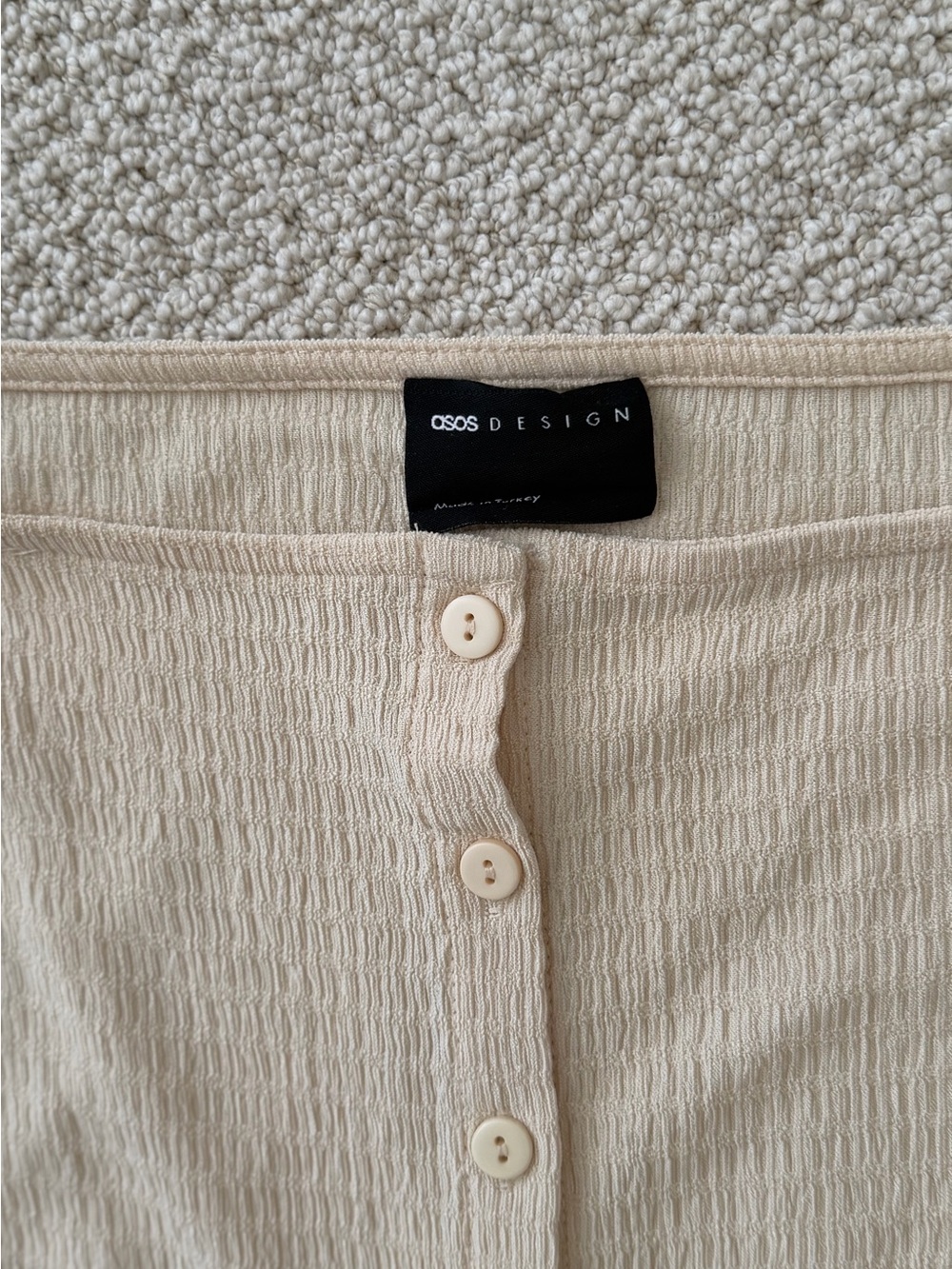 ASOS Cream Sleeveless Button-Front Ribbed Top - Picture 2 of 2